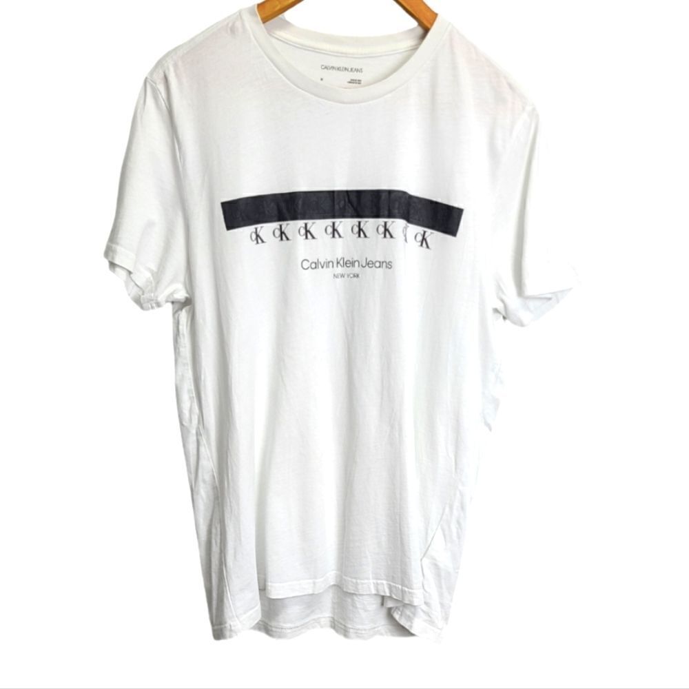 Calvin Klein Jeans White T-Shirt 100% Cotton Size Medium